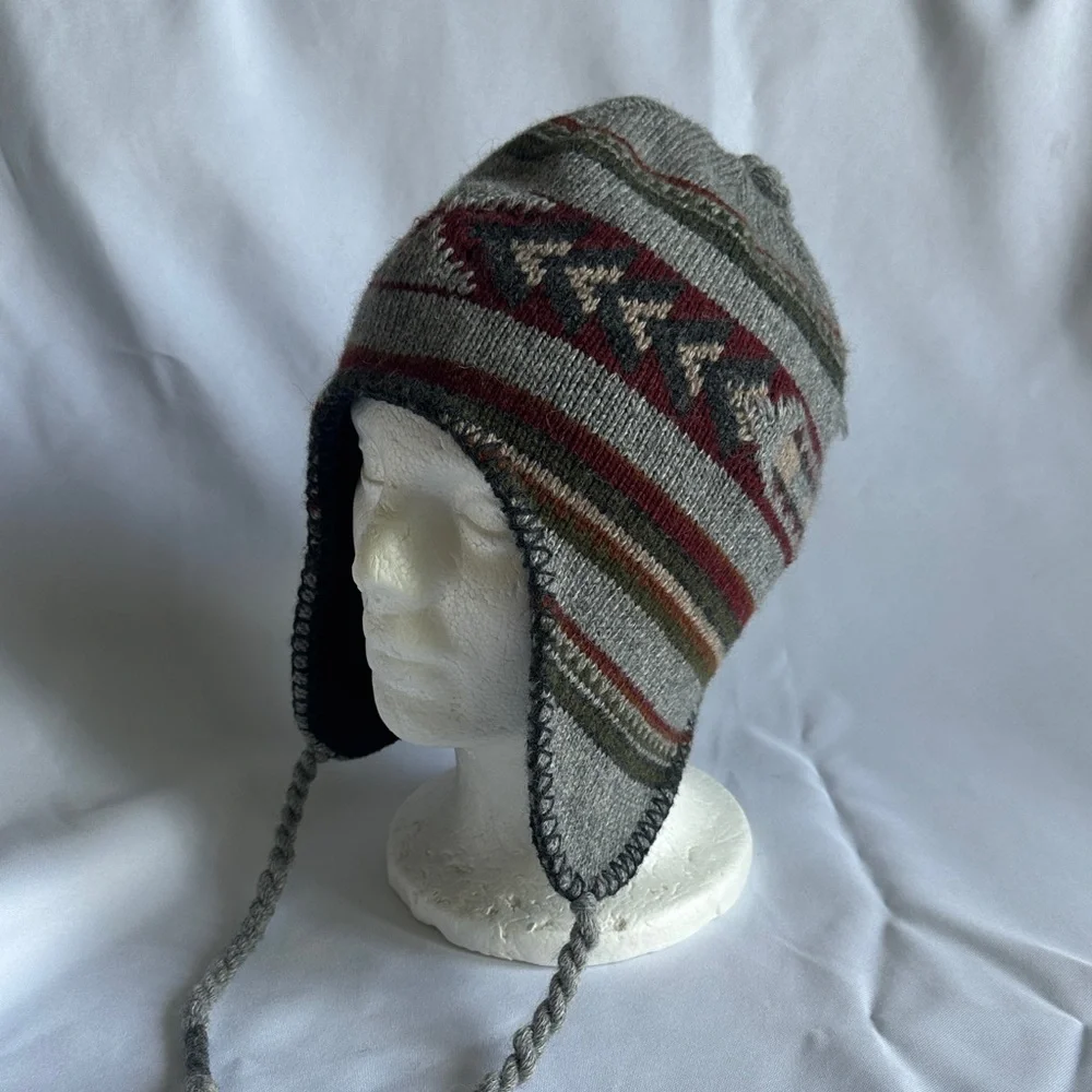 Dorfman Pacific Co. DPC Grey Red Green Tan Wool Blend Knit Hat Beanie OS